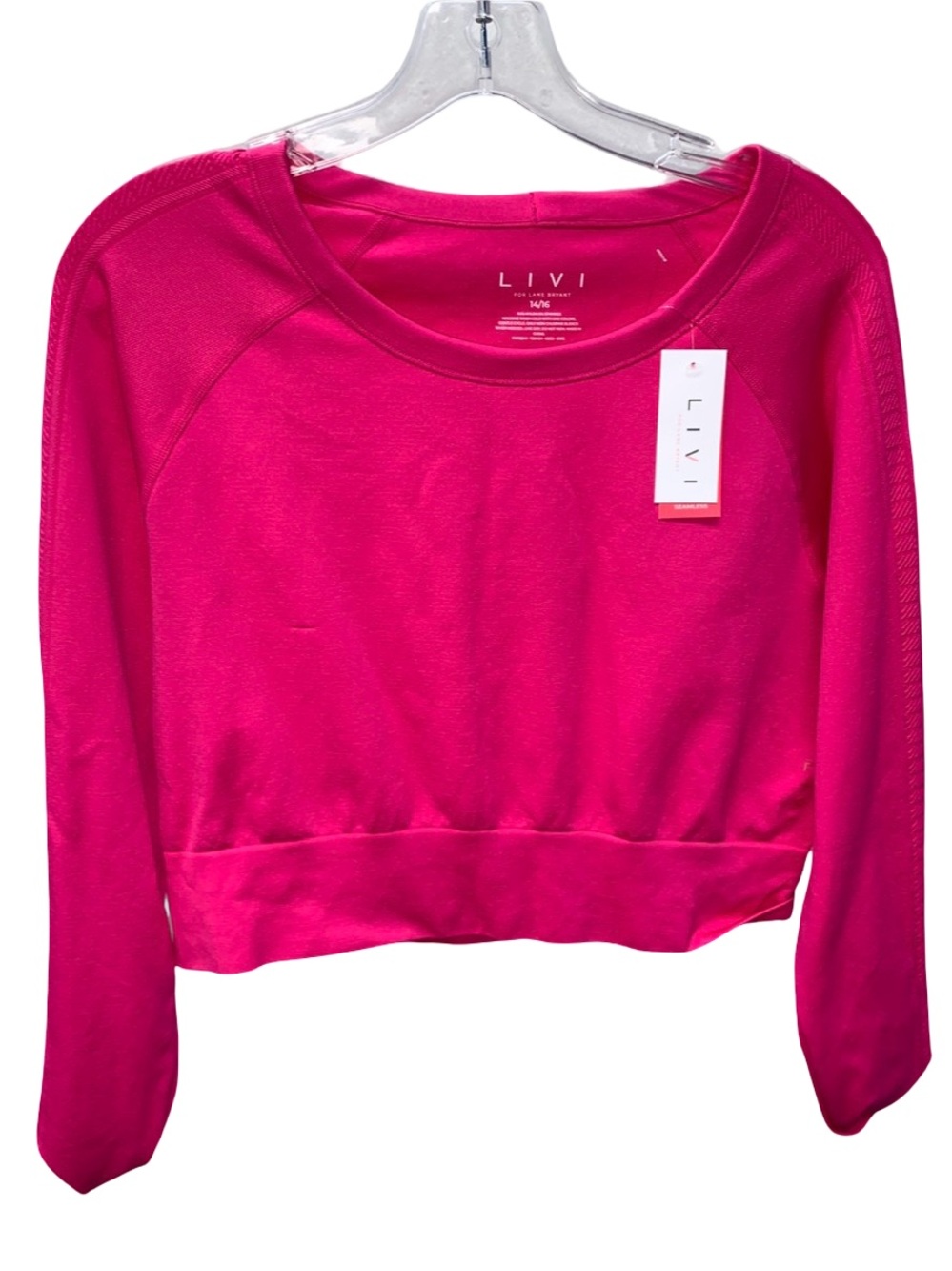 LIVI Active Pink Long Sleeve
Crop Sweatshirt Size 14/16 NWT